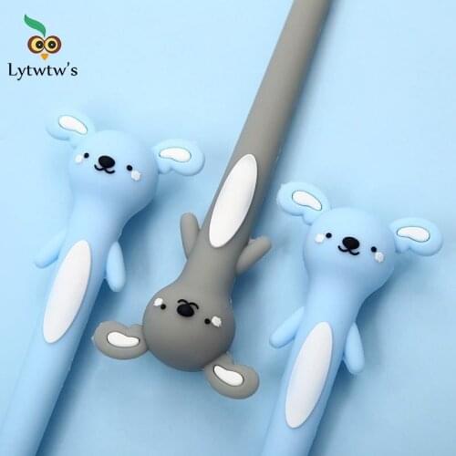 1 Pieces Lytwtws Cartoon Koala Soft Silicone Kawaii School Office Stationery Gel Pen Handles Creative Cute Gift Supply