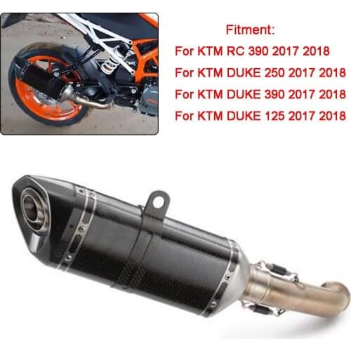 For KTM DUKE 125 250 390 Duke RC 390 RC390 2017 2018 Real Carbon Fiber Stainless Steel Exhaust Muffler Mid Middle Pipe Slip-on