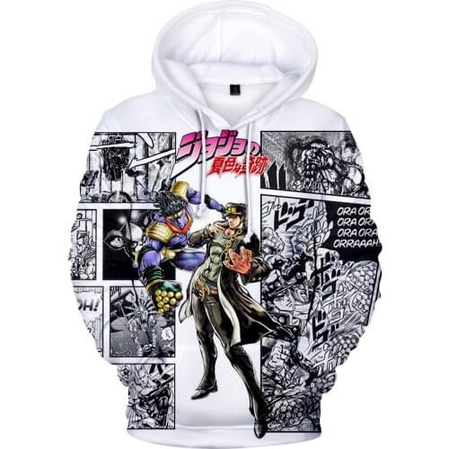 Anime JoJos Bizarre Adventure Digital Printing Pattern Hoodies Sports Fashion Harajuku Style Hipster Unisex Daily Costume