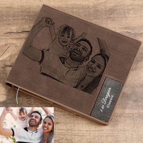 Wallet for Men Slim Custom Engraving Photo Text Wallets Luxury Brand Design Personalized Gift for Him Men Christmas Fathers Day