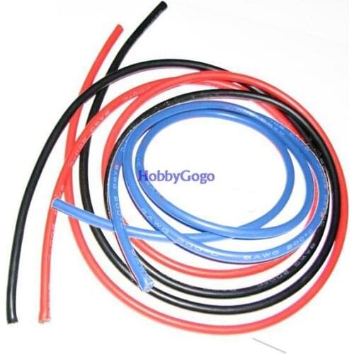 Red +Black +Blue Silicon Wire 12AWG 1M length Heatproof Soft Cable for RC Model Soft Bending resistant cold freeze-resistant