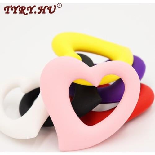 TYRY.HU 1pc DIY Crooked Heart Shaped Silicone Pendant For Jewelry Making BPA Free Food Grade Silicone Teether Baby Mordedor Toys