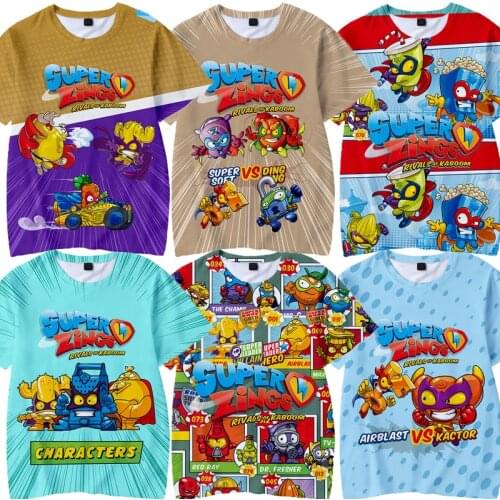 Hot Summer Boys T-shirts Cartoon Super Zings Tee Baby Boy Tops Toddler Kids Girls Short-Sleeved 2021 Anime Superzings Clothing