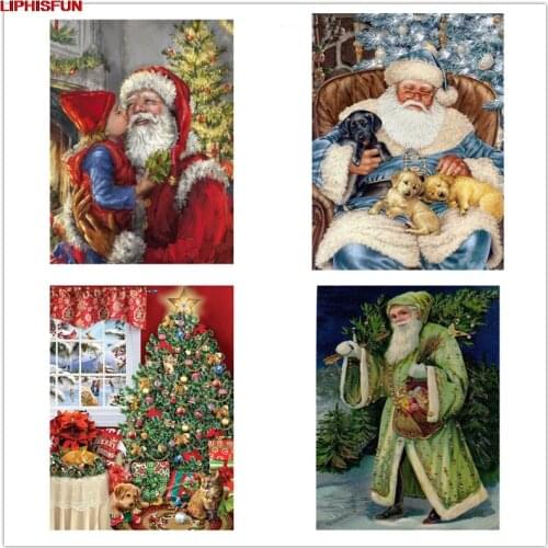 LIPHISFUN Full Drill Cross Stitch Diamond Painting Santa Claus Embroidery Christmas tree Home Decor Square/round