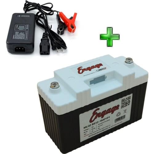 Motorcycle Lithium Chargers and Battery 12V 270CC PbEq 18Ah Engage Lithium Batteries