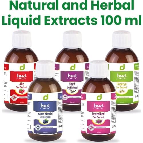 Natural and Herbal Liquid Extracts, From Turkey, 100 ml liquid extracts; Grape Seed Blueberry Chamomile Hawthorn Yarrow Thistle Artichoke Chaste Olive Leaf Turmeric Ginger Liquid Extract 100 ml