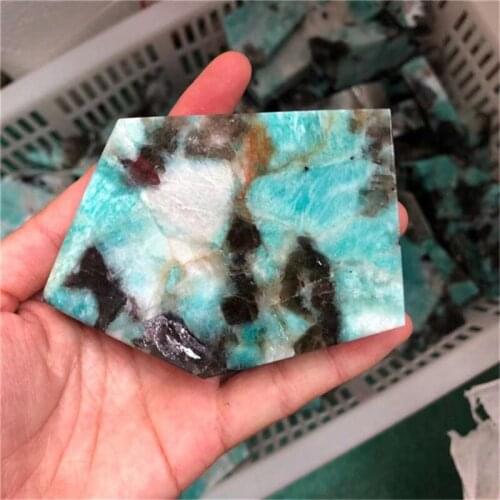 Natural raw Spiritual healing stones green amazonite rough Slice gemstone for Halloween Decoration