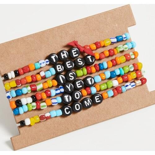 New Summer 6 in 1 Letter Resin Rainbow Bracelet Beads Bracelet For Women Bohemian Jwelry For Women Wholesale Bracelet femme 2019