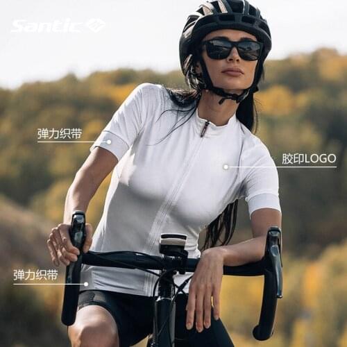 Santic New Road Cycling Clothes Breathable Cycling Jerseys Quick Dry Elasticwomen Riding Equipment White Riding Jacket Cycling C