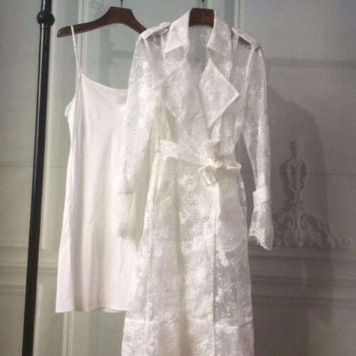 2019 New Spring fashion ladies women Lace Dress Blazer collar runway party elegant Long sleeves gown thin Dresses Vestidos