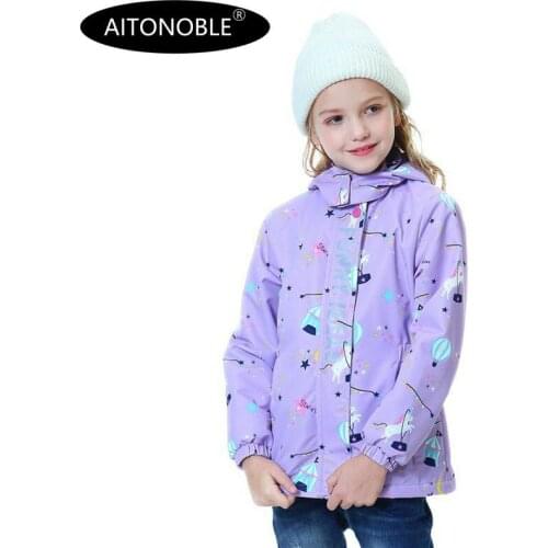 New Girls' Winter Jacket Windbreak Plus Velvet Thick Warm Windproof Kids Coats Mountaineering Hooded Waterproof with a Cute Bag