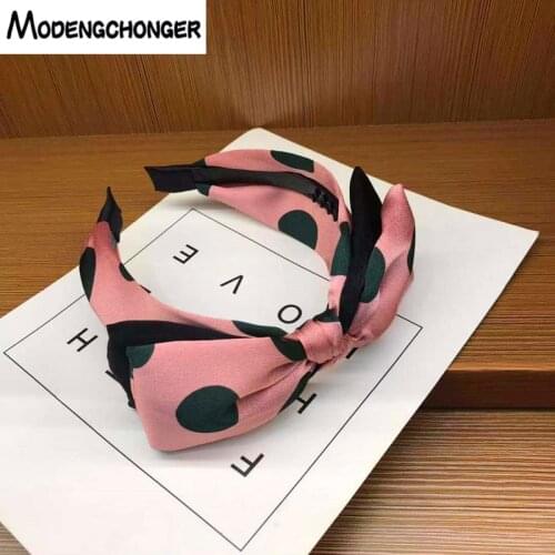 For Girls Hairbands Double Knot Hair Hoop Color Big Point Bow Headband Hair Bezel Sweet Female Headwear Women Hair Accessories