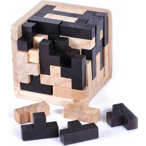 Educational Shape 3D Wooden Puzzle Toy Brain Teaser Geometric T Shape Matching Jigsaw Puzzle Kids Early Learning Jigsaw