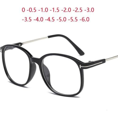 0 -0.5 -1.0 -1.5 to -6.0 Blue Coating Oversized Myopes Lunettes Women Men Vintage Black Frame Myopic Lens Okulary Korekcyjne