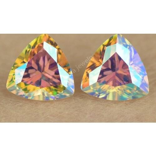 Wholesale 3*3~12*12mm Plating AB Color Multicolor Triangle Trillion Shape Cut Synthetic Cubic Zirconia Lab Gems Loose CZ Stone