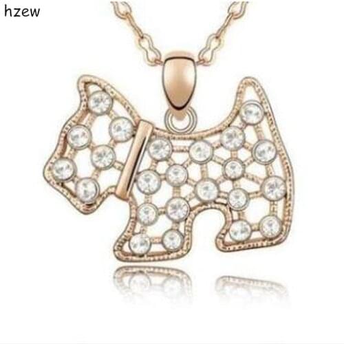 Hzew dog Statement Necklace Austria Crystal Westie For Scottish Scottie Dog Puppy Pendant Necklace Christmas