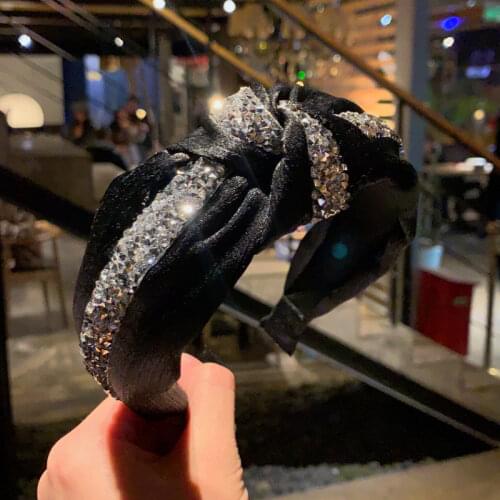 High-end Boutique Fabric Diamond-studded Strip with A Knot In The Middle