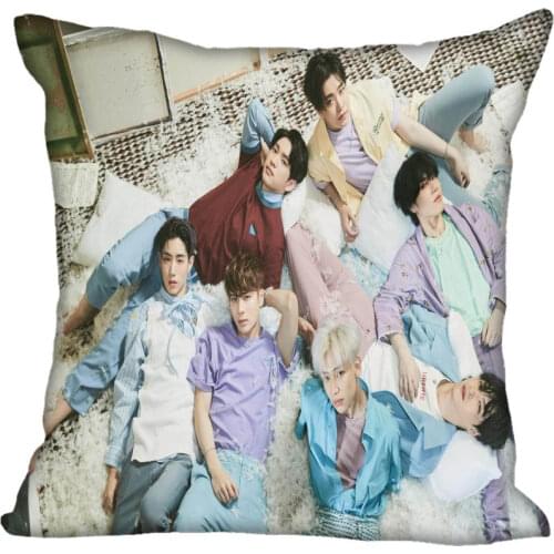 Fan Xi Hot Custom KPOP GOT7 Printed Silk Square Pillowcase Home Decorative zipper Satin Pillowcases (One Side)