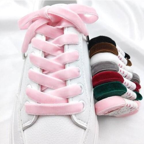 Hot 2PCS 110CM Length 1.6 cm Width Velvet Surface Shoelaces Women Men Black White Blue Colorful Sports Casual Shoes Laces