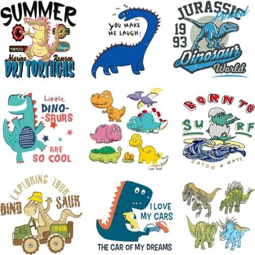 Iron on Transfer for Clothing Thermoadhesive Patches for Jackets Thermo Stickers Diy Dinosaur Applique Textile Vinyl Stripes C