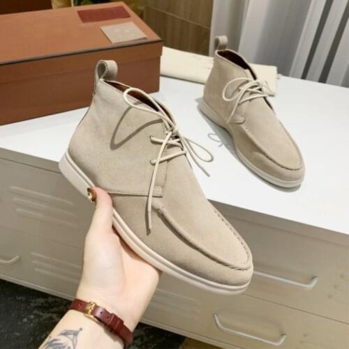 2020shoes for women Lace up Casual Shoes Woman High-top Nude Suede Flat Shoes for Women Loafers Autumn Open Breathable Walk Shoe