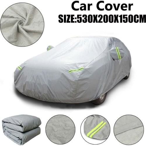 Universal Full Car Cover 2 Layer Thicken Cotton Lined Dustproof Cover Waterproof Anti UV Outdoor Protector Cover 480x190x130cm