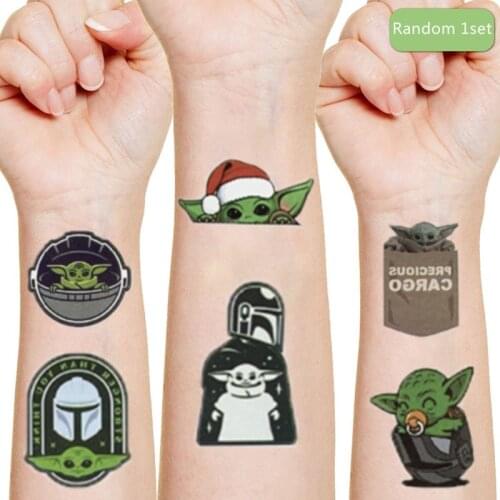 Disney Star Wars Baby Yoda waterproof Tattoo Sticker Random 1PCS Anime characters Kids childrens Christmas Birthday Gifts