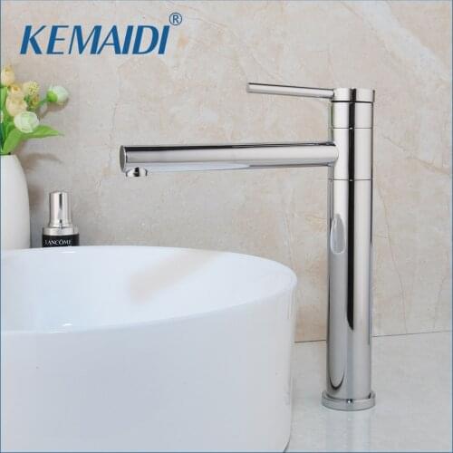 KEMAIDI Tall Bathroom Faucet Basin Sink Black and Chrome Finished Tap Hot Cold Water Mixer Tap Deck Mounted Bathroom Faucet