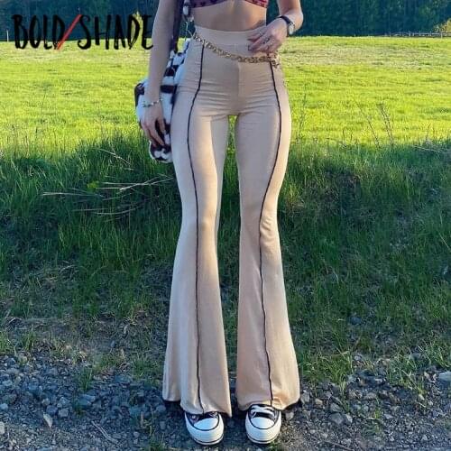 Bold Shade Fashion Indie Skinny Pants Solid Thread High Waist Women Boot Cut Pants Aesthetic y2k Street Trend Summer Trouser New