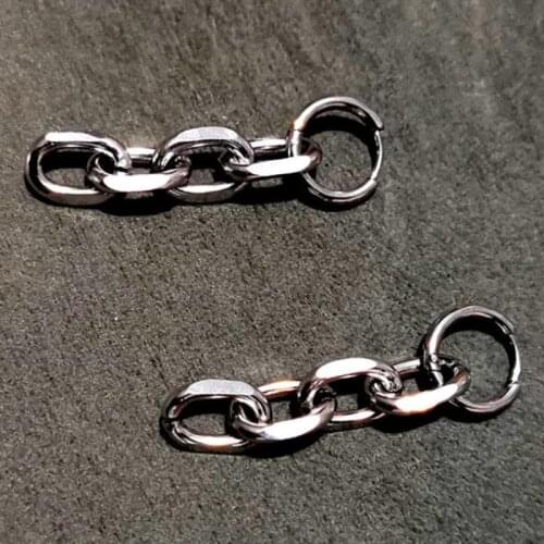 2021 Punk Metal Chain Shaped Dangle Earrings For Women Hip Hop Vintage Creative Trendy Cool Drop Earrings Statement Jewelry