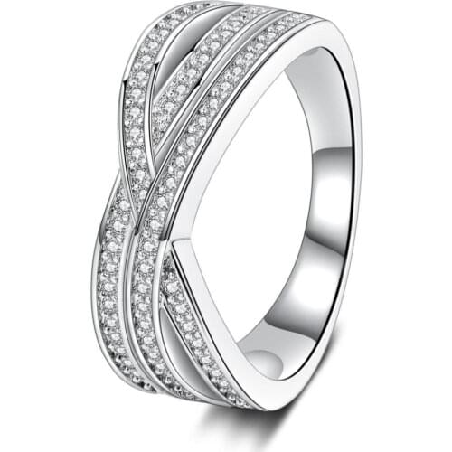 2018 cross finger ring for lady paved cz zircon luxury hot Princess women Wedding Engagement Ring main stone like bright star