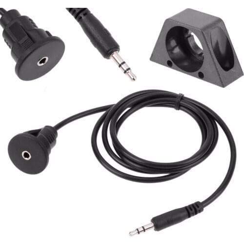 1pc 1M 3.5mm Jack Male to Female AUX Extension Cable Waterproof Flush Mount Aux Cable With Bracket for Car Boat Trailer