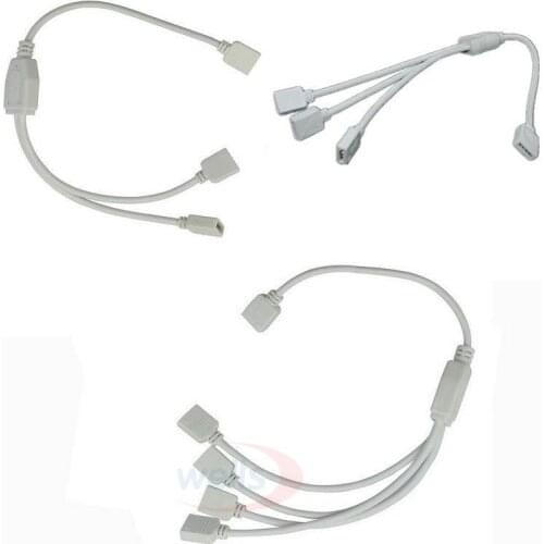 1pcs white RGB connector 4PIN 1 To 2/3/4 Cable RGB LED Flexible Strip Female Connector For 3528 5050 RGB SMD Strip light