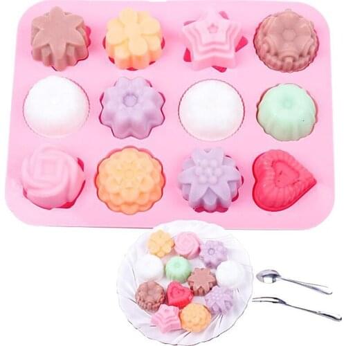 1PCS Twelve Kinds Of Flowers Shape Silicone Chocolate Mold 3D Rose Ice Cream Cupcake Pastry Fondant Soap Mold Baking tools