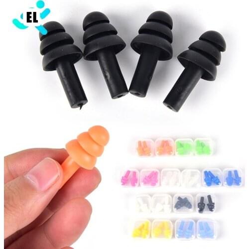 2Pairs Waterproof Silicone Swimming Ear Plugs Earplugs Ear Protector Noise Reduction Protective Earmuffs For Travel Sleeping