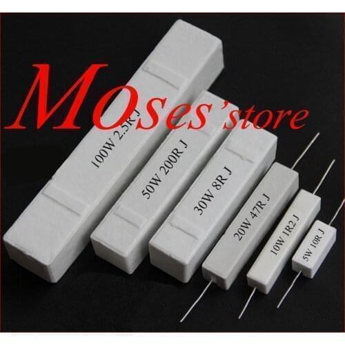 20W 0.1 2 4 5 6 6.8 8 10 12 15 18 20 22 27 47 50 30 33 1k Ohm 5% Ceramic Resistance Composition Cement Power Horizontal Resistor