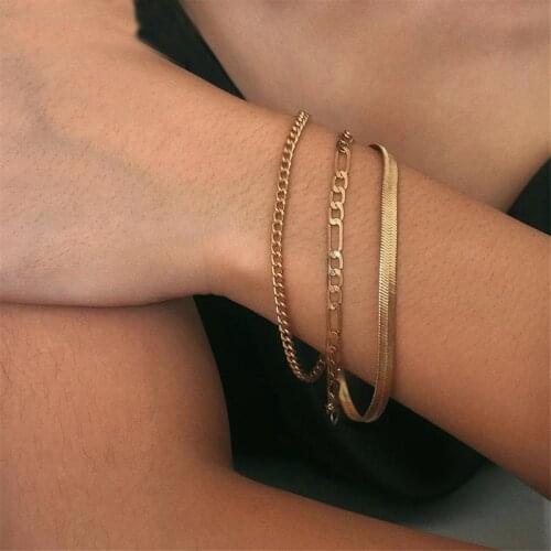 2021 Boho Bracelet Anklets for Women Fashion Snake Bone Gold Chain Multilayer Bracelet Charm Bangle Ankle Female Foot Jewelry