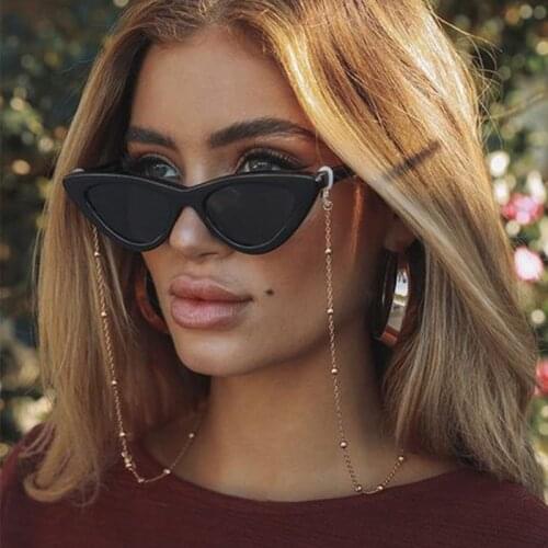 2020 classic women Cat eye sunglasses Vintage Black brand designer trend female sunglasses fashion glasses chain oculos