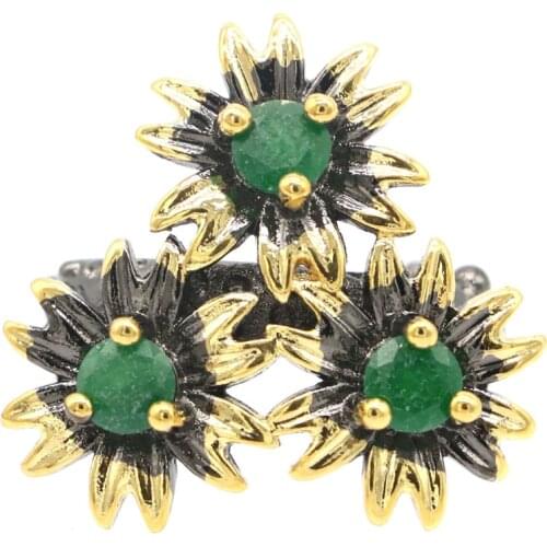 22x11mm Sublime Antique Vintage Created Violet Tanzanite Tsavorite Garnet Blue Topaz Making Black Gold Silver Rings