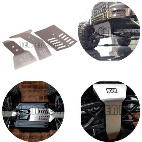 3Pc/Set Stainless Steel Armor Chassis Guard Protector Skid Plate For RC Car Crawler Part ARRMA 1/8 BIG ROCK Racing Cars