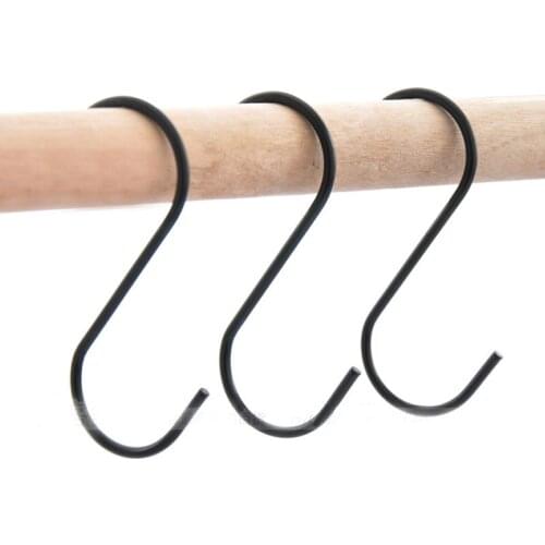 Kitchen Storage Holders Stainless Steel S-Shaped Hooks Clasp Sundries Organizer Rustproof S Type Hooks Bags Hangers Black 3Pcs