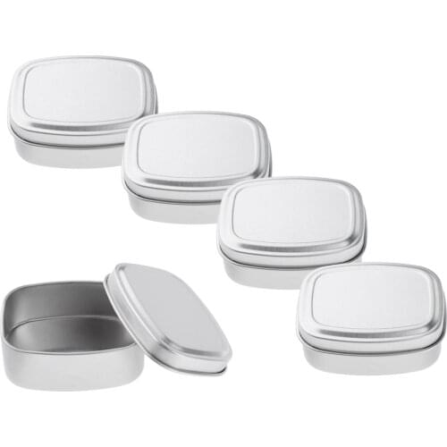 5pcs 60ml Square Aluminium Tin Pots Cream Salves Herbs Jars Container Case