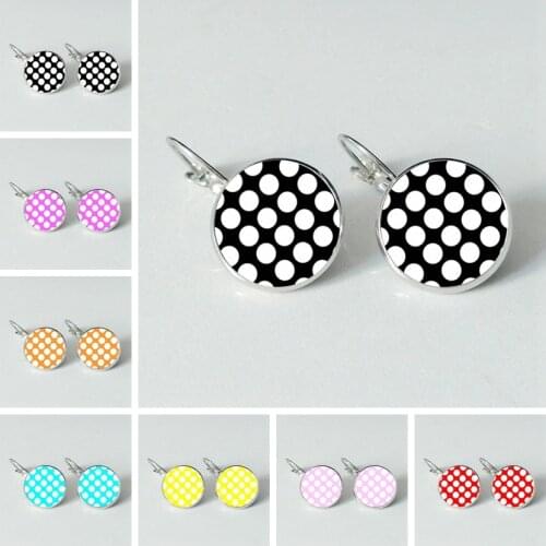 7 color wave point round glass cabochon earrings jewelry fashion earrings womens gift