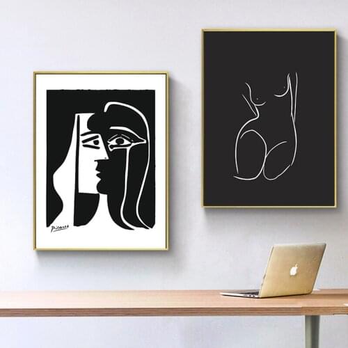 Abstract Art Black White Canvas Paintings Pablo Picasso Kiss Posters and Prints on The Wall Art Picture for Living Room No Frame