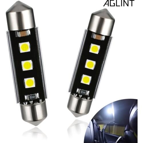 AGLINT 2PCS Festoon 41mm 42mm C5W LED CANBUS Error Free For Interior Doom Reading Map Trunk License Plate Lighting White 12-24V