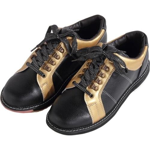 Free shipping black leather men bowling shoes