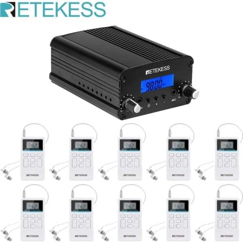 Retekess TR509 Wireless FM Transmitter Broadcast Stereo Radio Station +10pcs TR612 Radio For Drive-in Church Meeting Translation