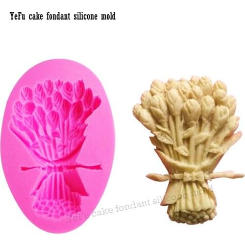Bunch Of Rose Flowers Fondant Silicone Mold 3D Cake Decorating Tools Moldes De Silicona Cake Decoration Silicon Mold F0908