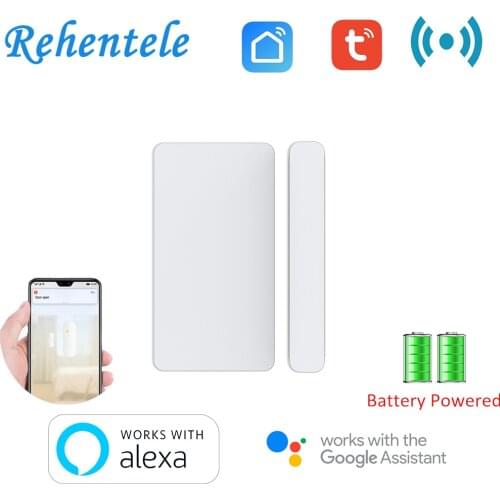 Tuya WiFi Door Window Sensor Works With Alexa Google Home Wireless Battery Powered Smart Alarm Sensor APP Push Notifications