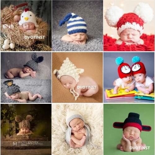 Dvotinst Baby Photography Props Crochet Knit Newborn Hat Hats Bonnet Fotografia Accessories Bebe Studio Shoot Photo Shower Gift